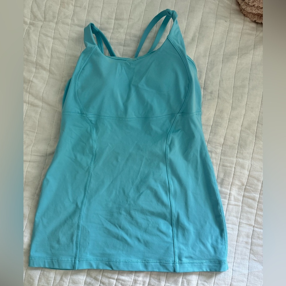 Lululemon Aqua Criss Cross Double Strap Tank with Built In Sports Bra
